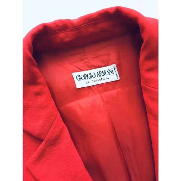 GEORGIO ARMANI Vintage Womens Large Red Wool Crepe Blazer - Picture 8 of 8